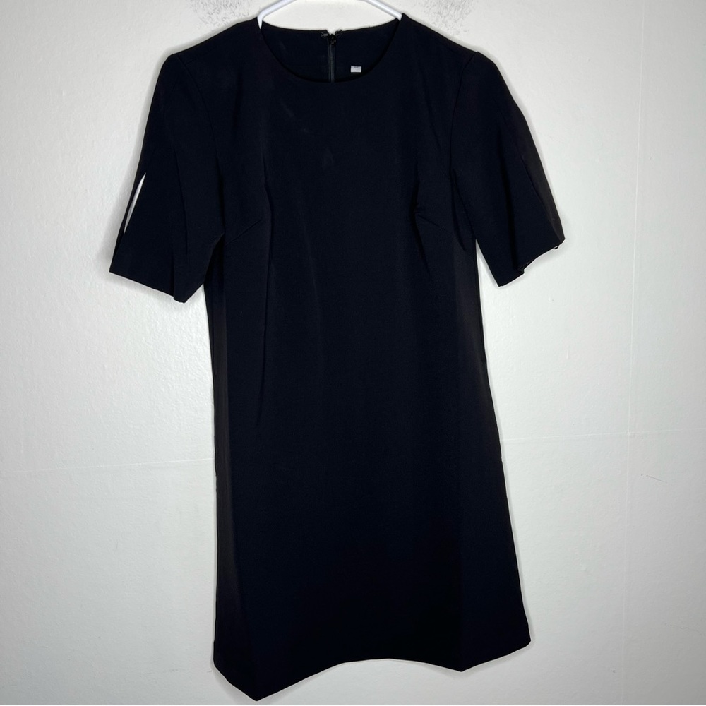 REPREVE Little Black Dress White Pleat Sleeve ECORecycle FastDry Sz 0P